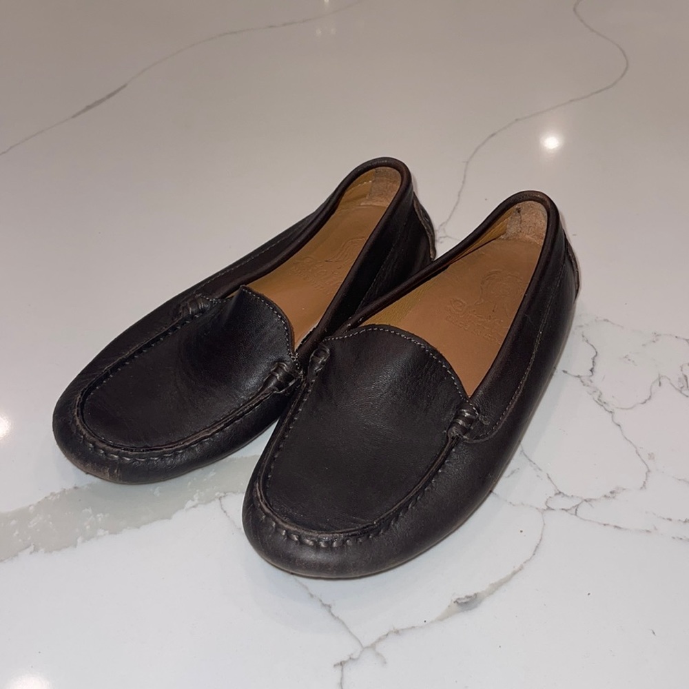 Boys youth Atelier brown Italian leather loafers size 12